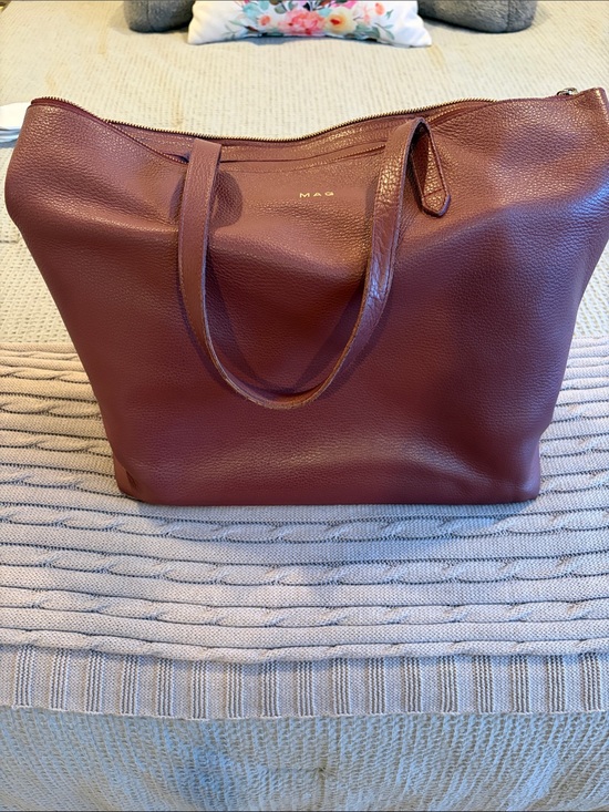 Cuyana Handbags - Cuyana Zippered Leather Tote with Monogram